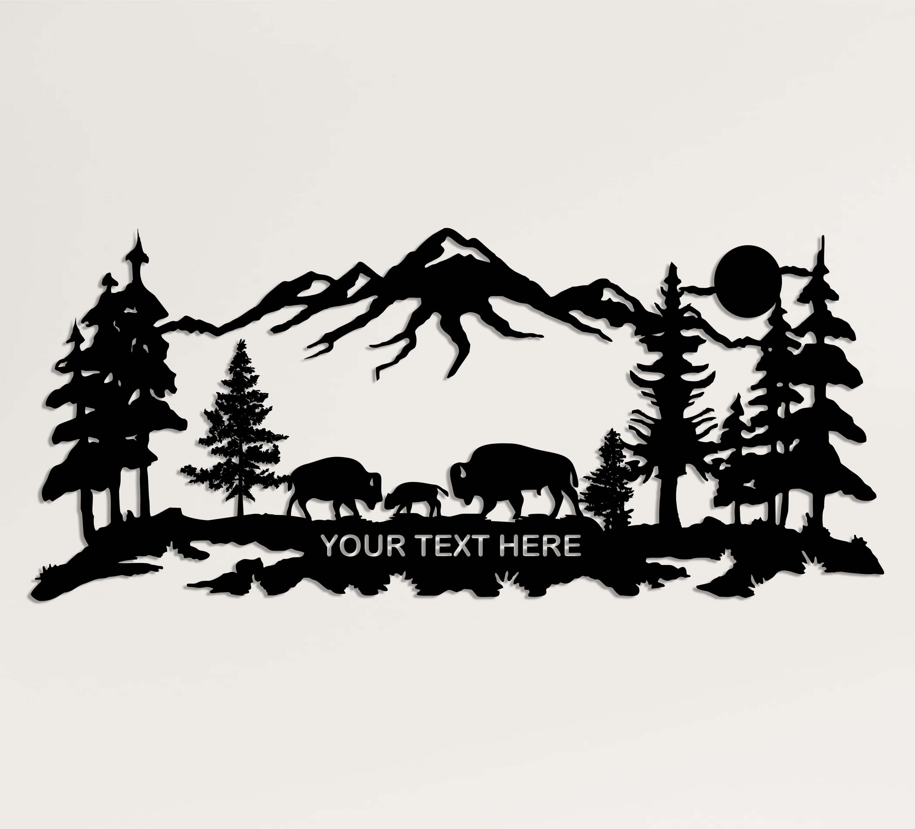 Personalized Bison Family Metal Wall Art