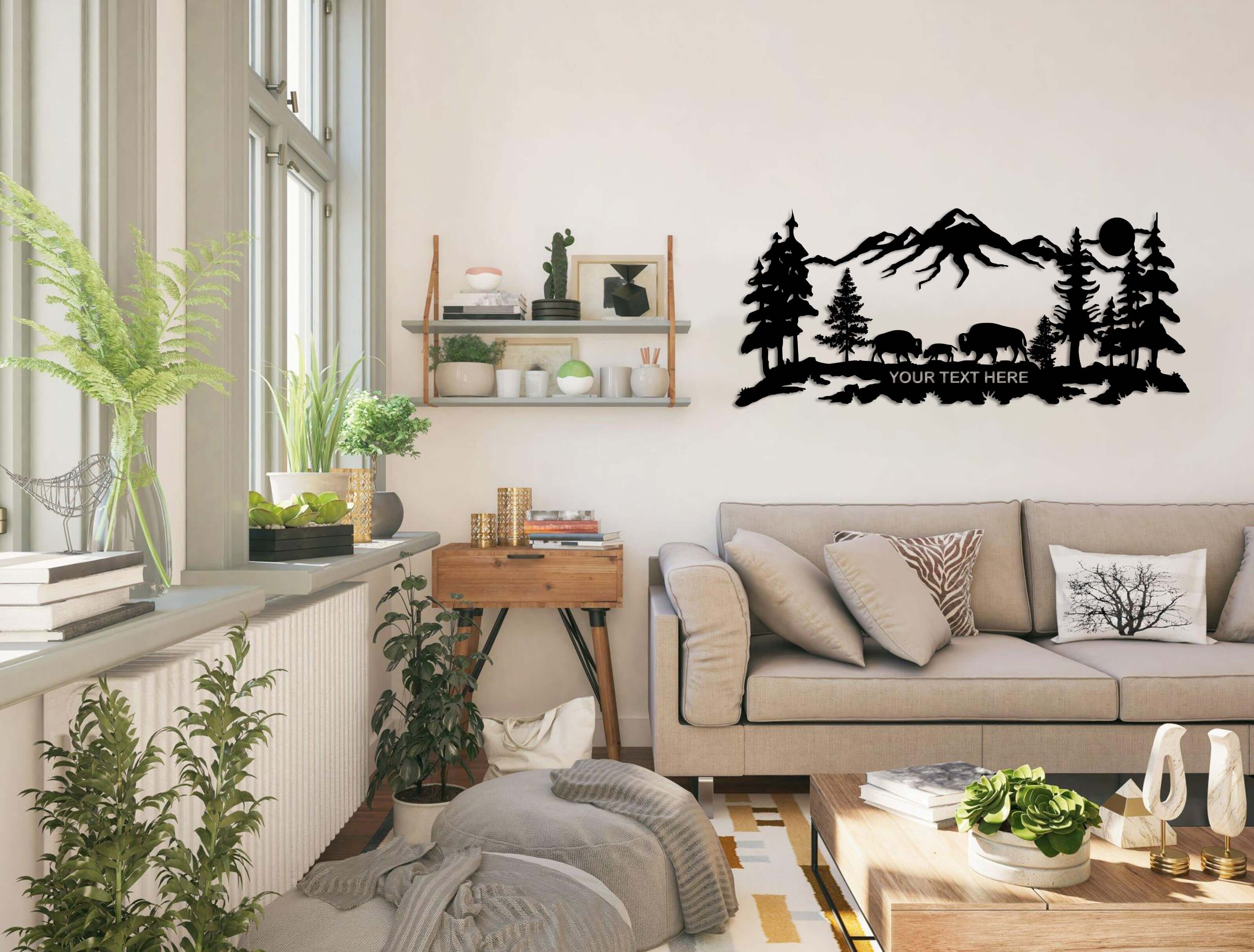 Personalized Bison Family Metal Wall Art