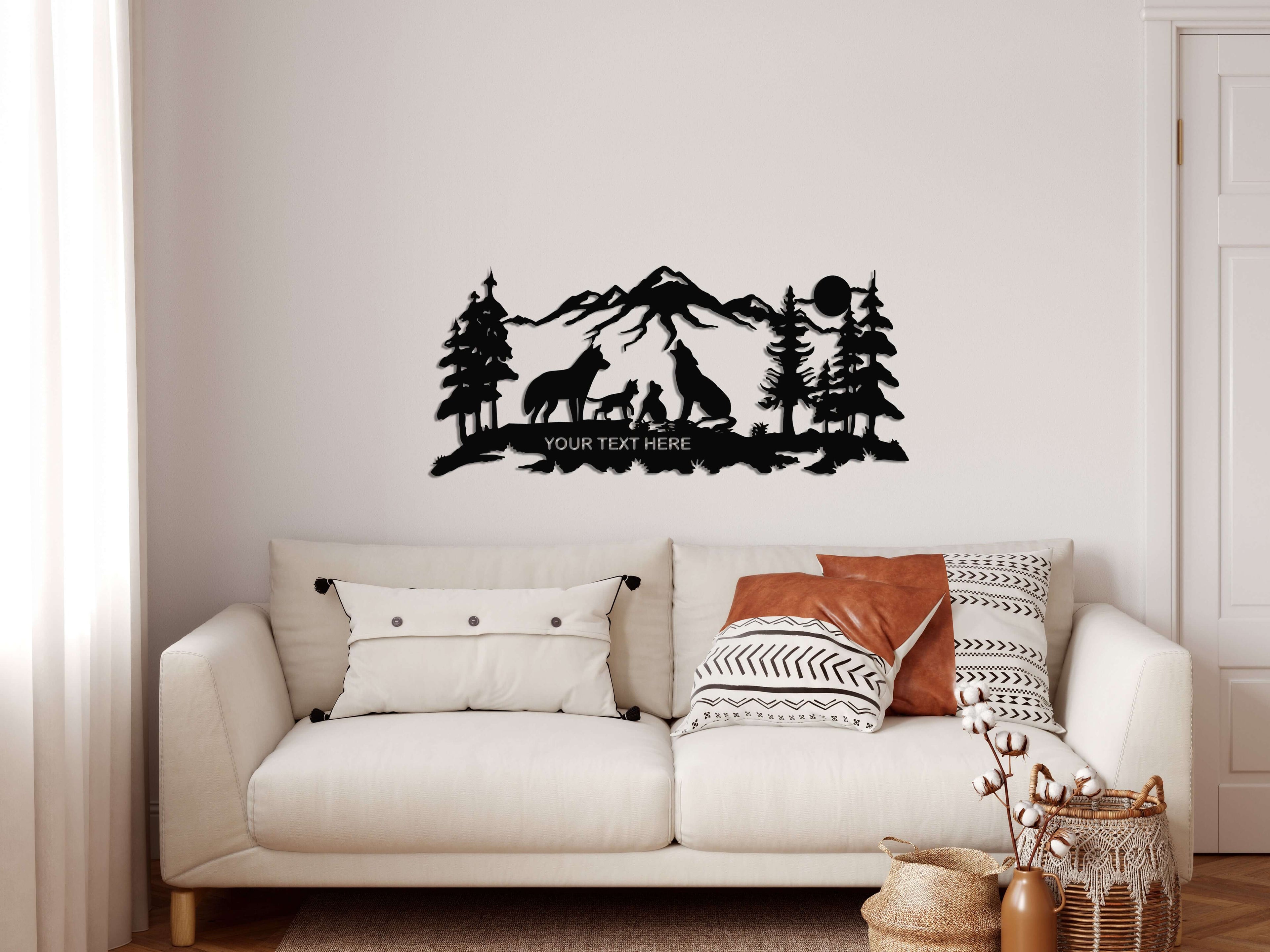 Personalized Wolf Family Metal Wall Art