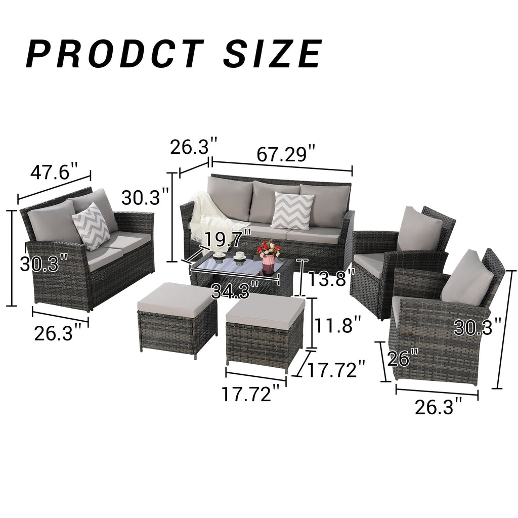 7 PCS PE/RATTAN OUTDOOR FURNITURE SET PATIO FURNITURE SET 9 SEATER