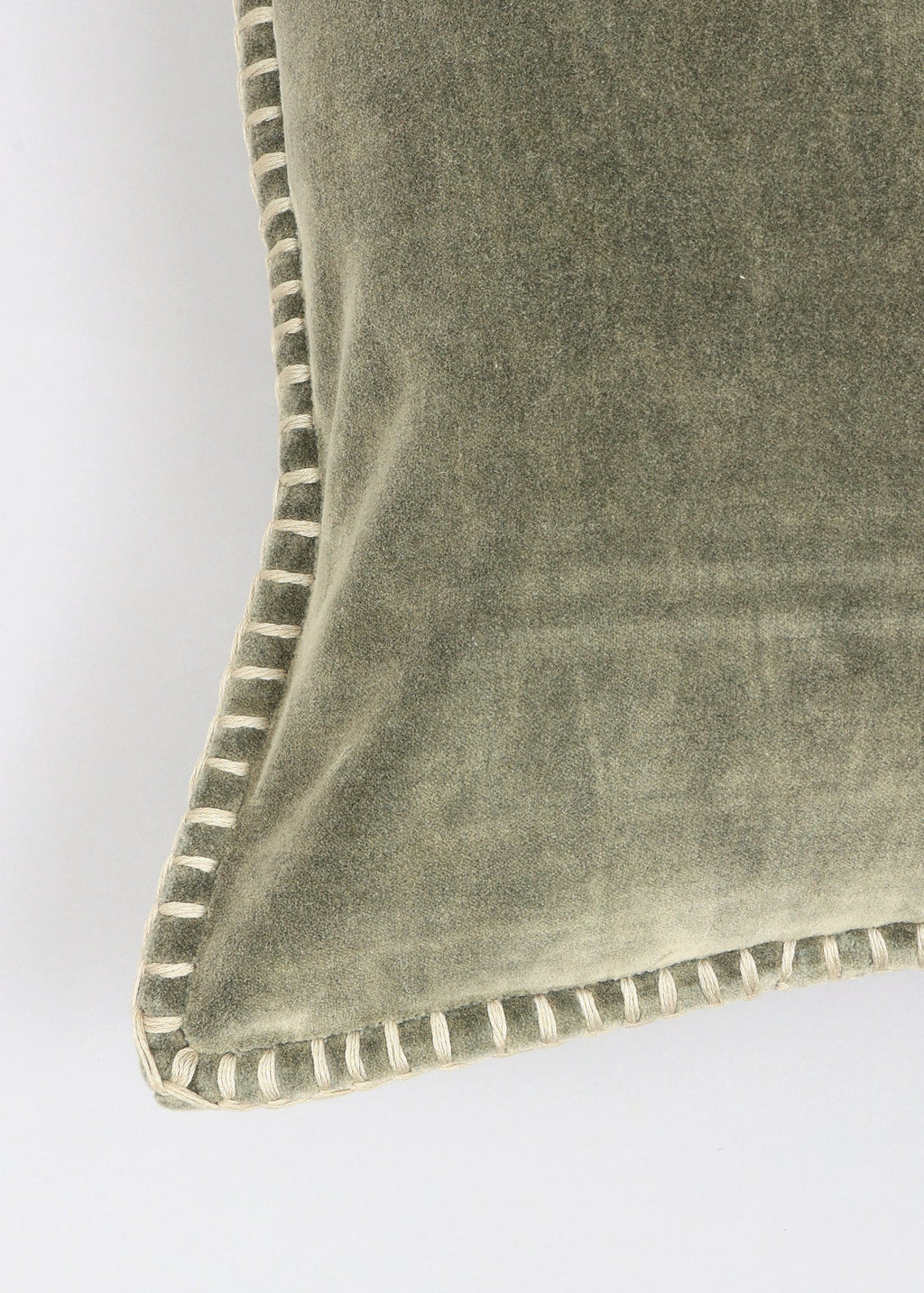 Stonewashed Cotton Velvet Throw Pillow with Decorative Handstiched Edges-19X19'