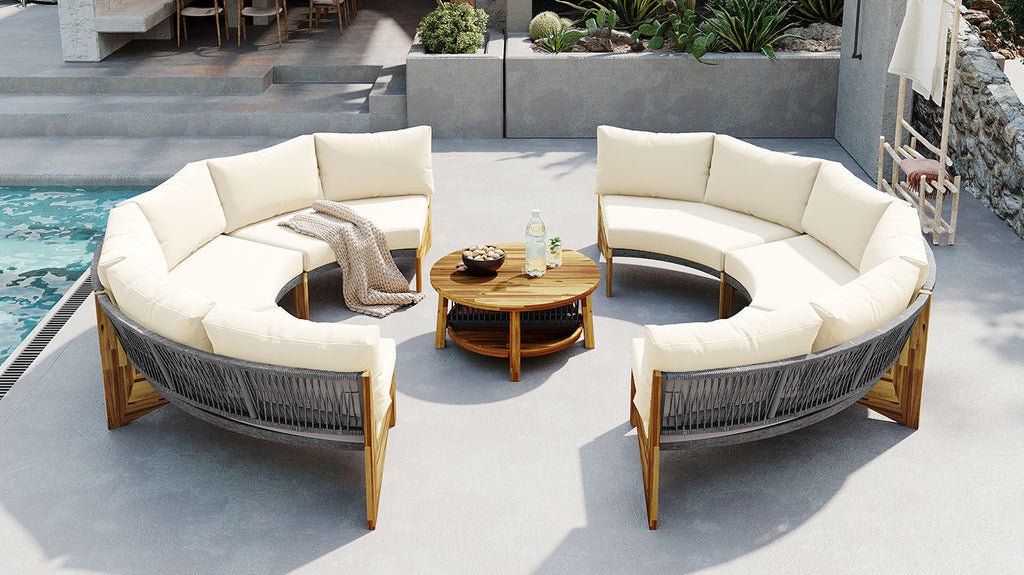 U_STYLE 6 - Person Outdoor Seating Group with Cushions and A Coffee Table(old sku:WY000379AAA)