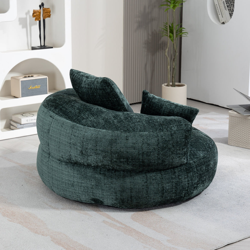 Emerald Chenille High Back Bean Bag Chair Couch with Three Pillows, Indoor & Outdoor, Single Gaming Sofa for Bedroom and Office