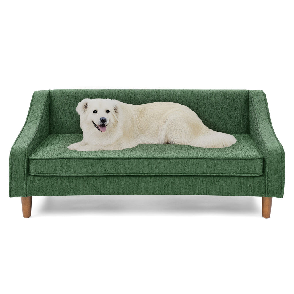 Durable Elevated Dog Sofa Bed,Pet sofa with modern irregular armrest design,Comfortable soft dog sofa-Green