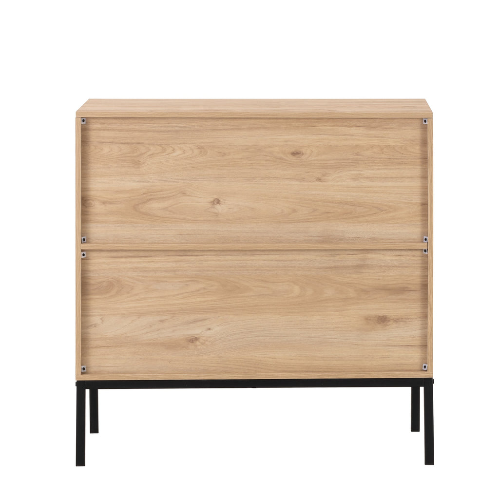 Set of 2 Rolland A Console Table Side Table with Rattan Door
