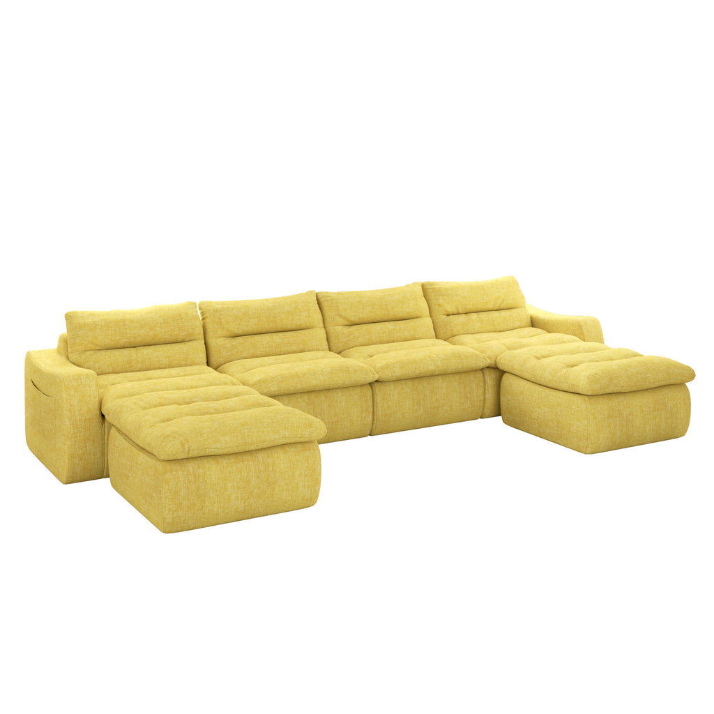 Compression combined sofa, modern lazy style combined sofa, comfortable beanbag sofa, can be combined at will, no need to assemble, suitable for living room-Yellow