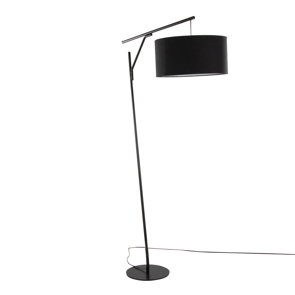 Daniella-Salon 70' Contemporary Floor Lamp in Black Metal with Black Linen Shade by LumiSource
