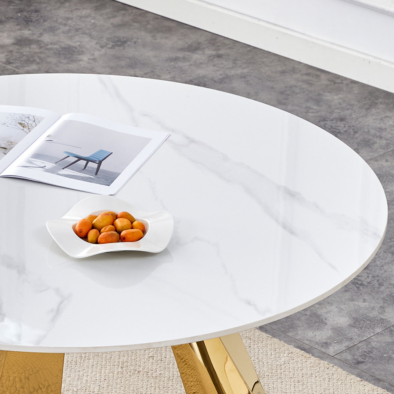 42' Luxury Sintered Stone Table: 0.45' Durable Top + 6' Steel Legs, 500lb Capacity, Stain/Heat-Resistant White/Gray Veined Surface - Modern Minimalist Design