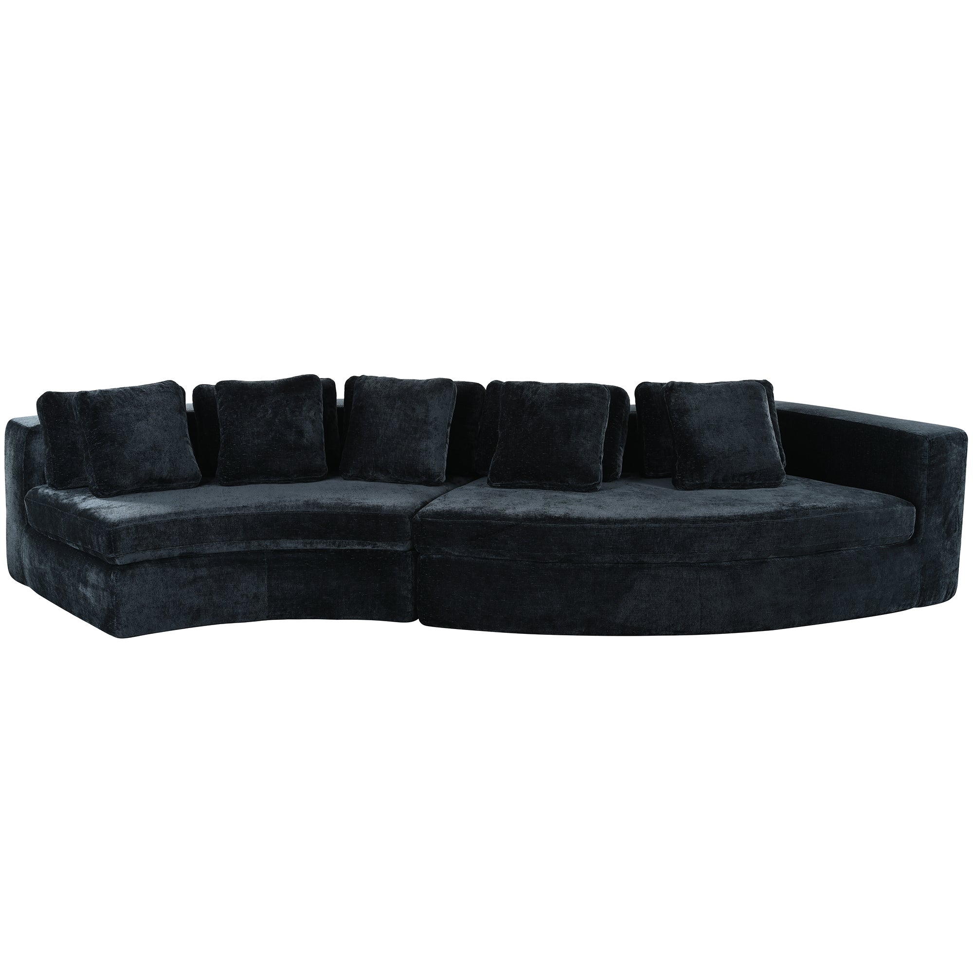 U_Style 115.7' Pure Foam Modular Sofa, 2-Piece Set with 5 Cushions, 4-Seater, Chenille Jacquard Fabric, Curved Design, No Assembly Required, Soft Upholstered Sofa for Living Room & Bedroom