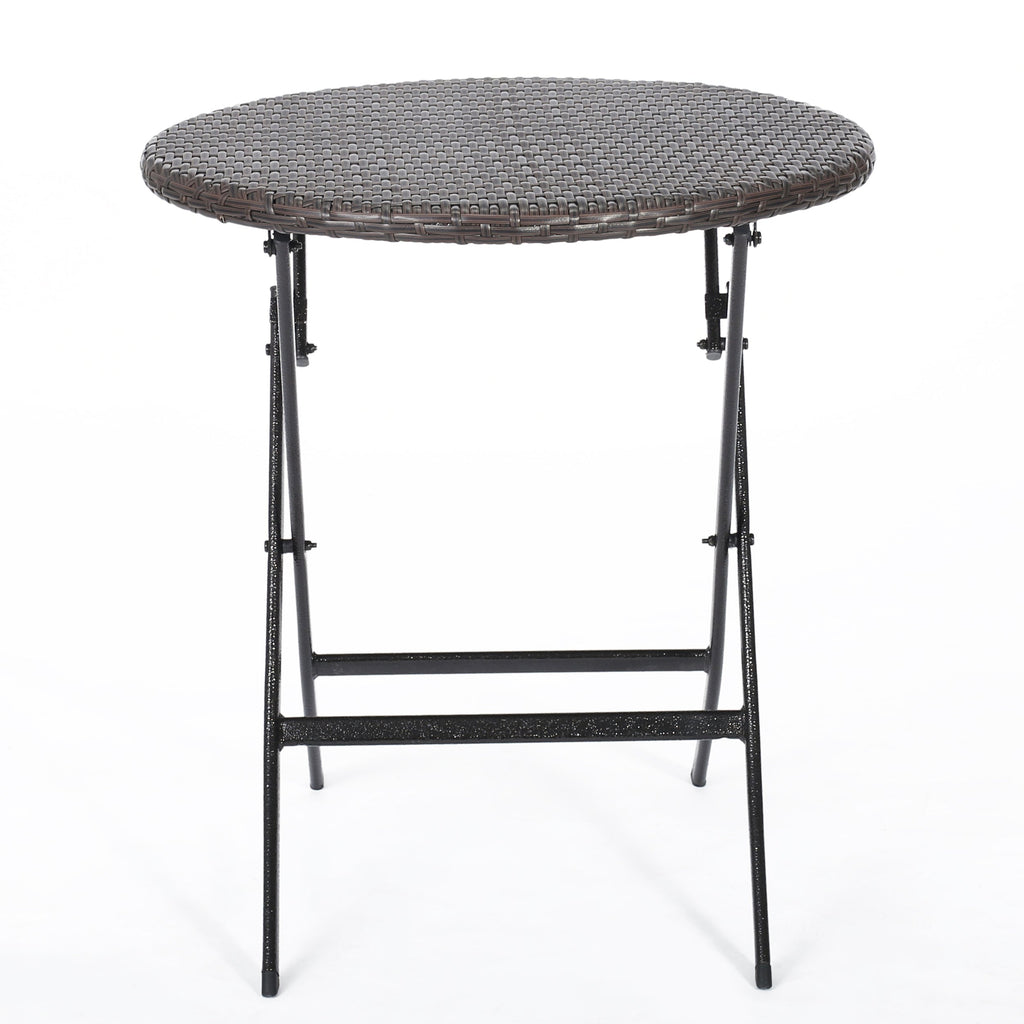Outdoor 3-Piece Bistro Set with Water Resistant Cushions and 2 Chairs, Brown Multi