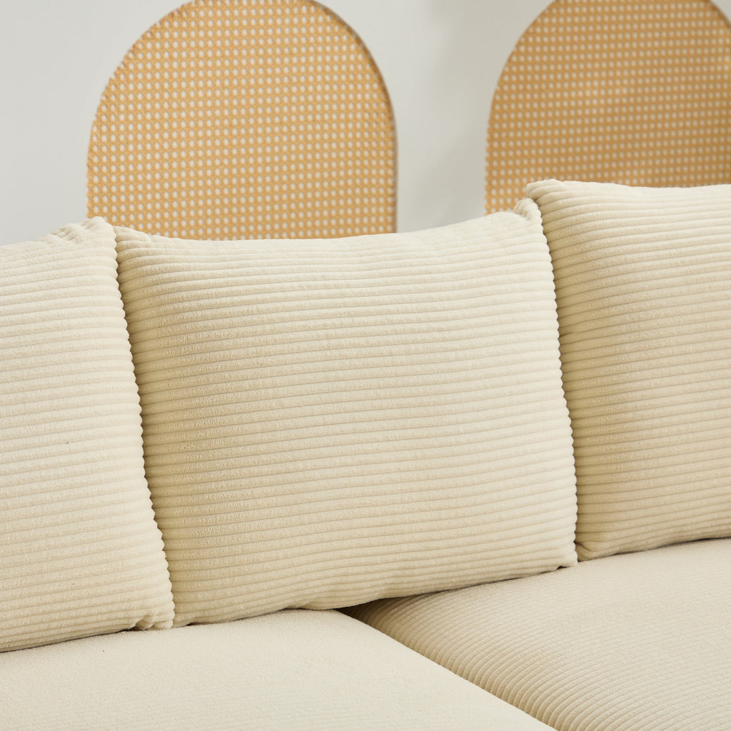 Modern Sectional Couch , 2 Pieces Corduroy Couch Cushion Covers , Soft Stretch Sofa Slipcovers with 2pcs Pillows
