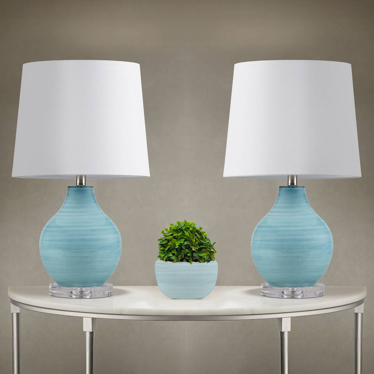 Blue Aqua Swirl Blown Glass Table Lamp Aqua See below