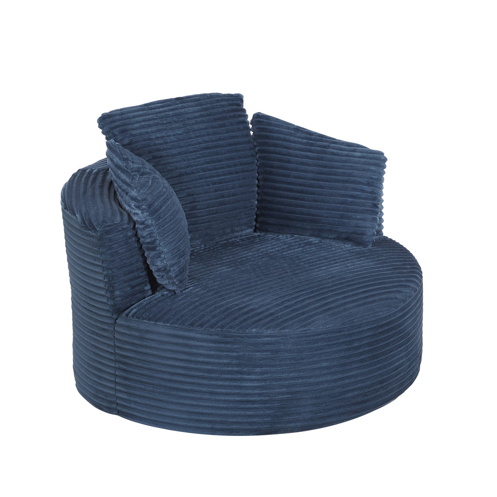 Compressible Corduroy Round Chair with Cushioned Backrest - Modern Comfort Seating for Living Room,Office,Apartment(no swivel)