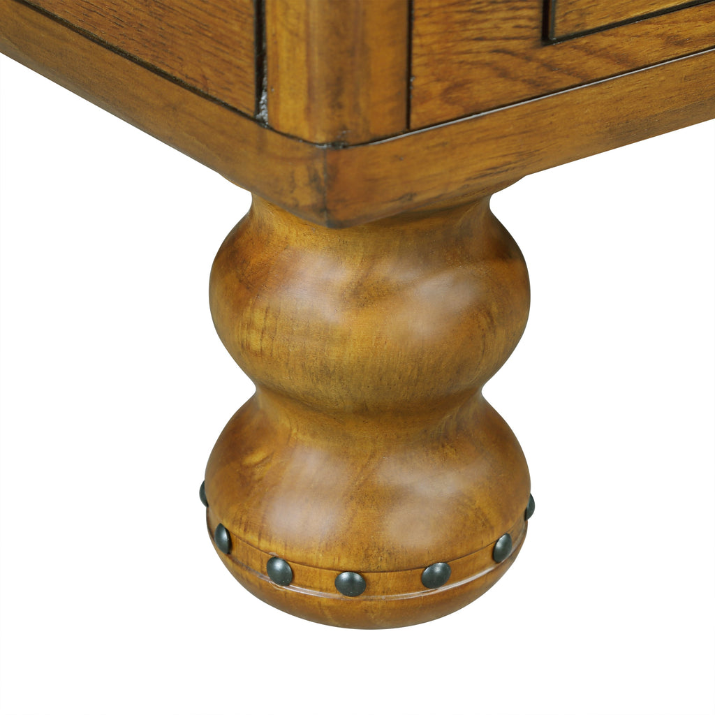 Solid Wood Rectangle Coffee Table for Living Room, 40-Inch Antique Coffee Table with 4 Drawers, Wood Center Table Tea Table with Rivet Decoration Legs.Easy Assembly,  Antique Brown