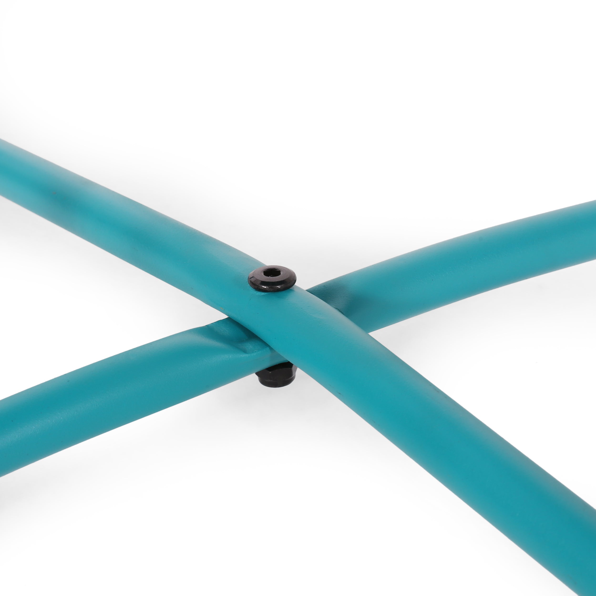 18' Outdoor Steel Side Table with X-Shape Bottom Crossing Legs, Teal