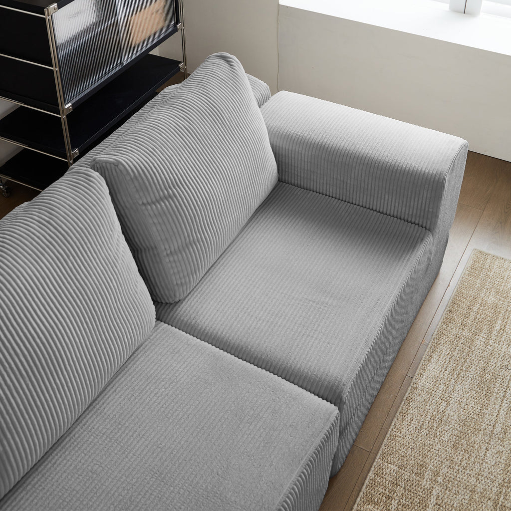 108'' Modular Sectional 3-Seater Cloud Sofa,Corduroy Convertible Sofa Bed