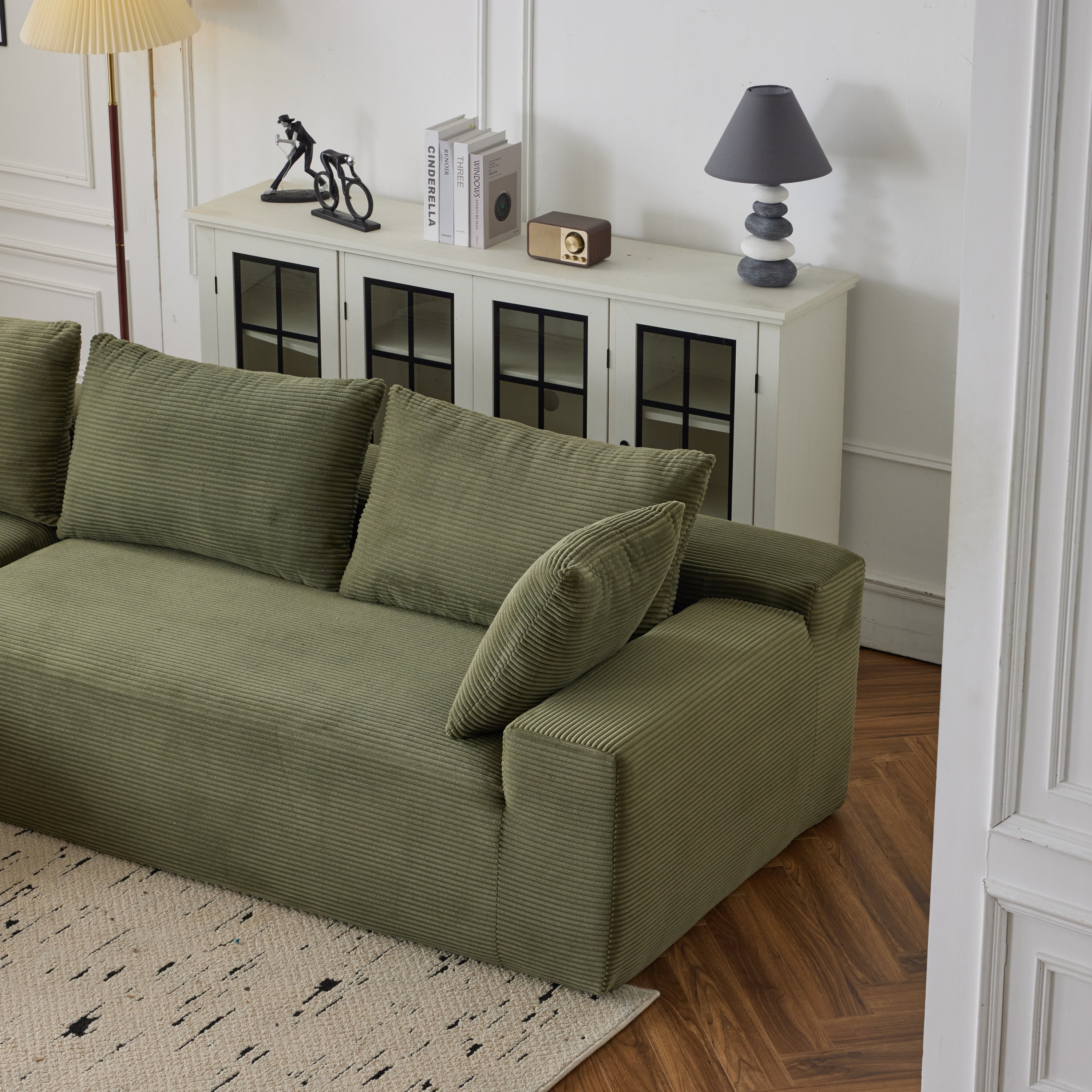 108*68 inch extra large deep modular sofa, cloud sofa 4-person sofa, can sit or lie down, living room corduroy modular sofa, no assembly required, green