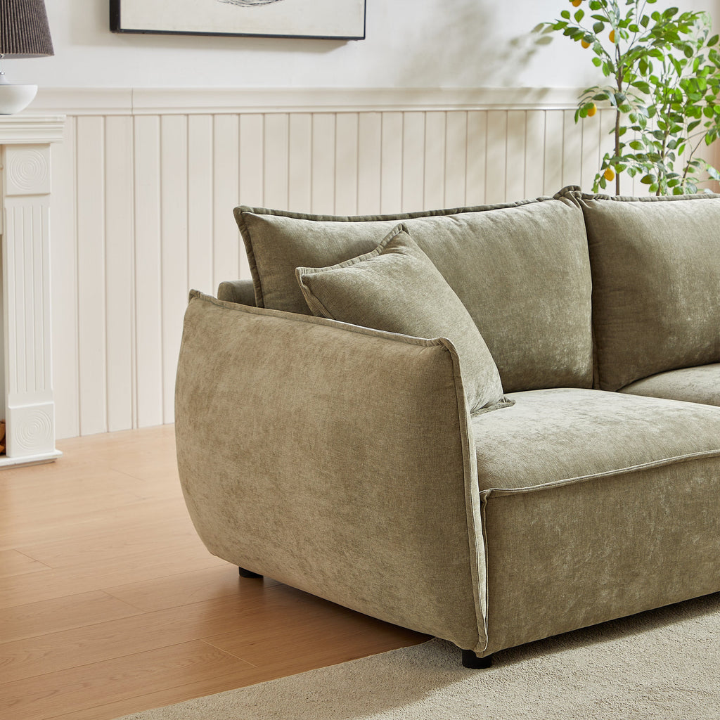 3-Seater + 1-Seater Combo Sofa Modern Living Room Sofa, Linen Fabric Sofa, Wooden Frame with 3 Pillows, Apartment Sofa Furniture