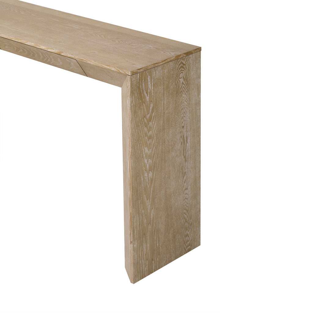 TREXM 60' Modern Farmhouse Console Table with 2 Concealed Drawers, Waterfall Design Entryway Table with Thickened Legs & Rustic Wood Grain for Living Room, Entryway & Hallway (Natural)