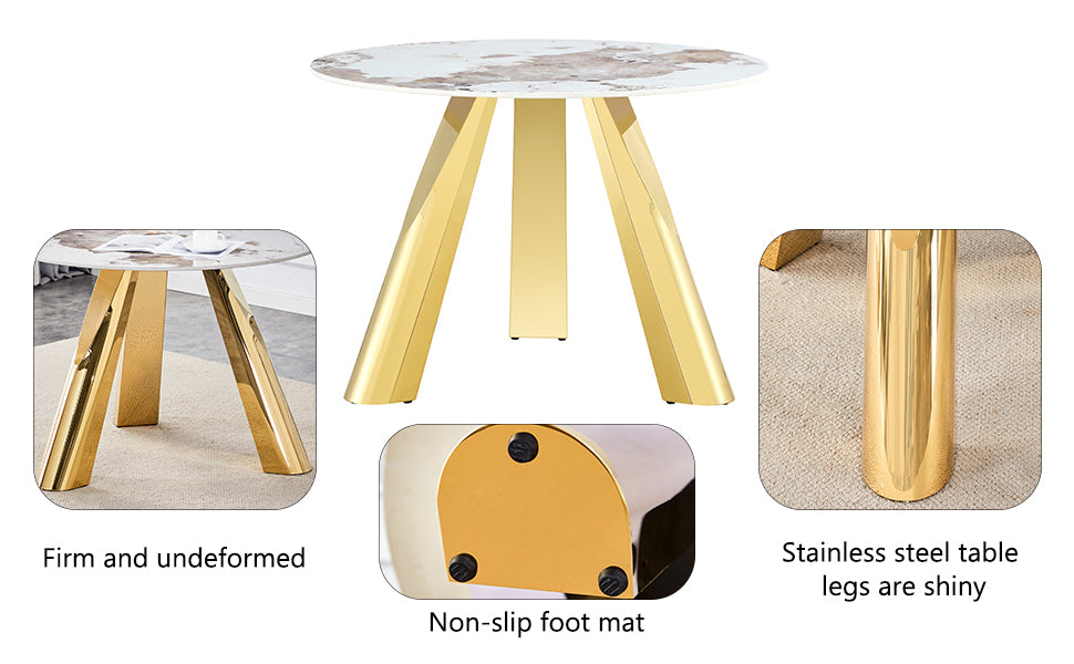 42' Luxury Sintered Stone Table: 0.45' Durable Top + 6' Steel Legs, 350lb Capacity, Stain/Heat-Resistant White/Gray Veined Surface - Modern Minimalist Design