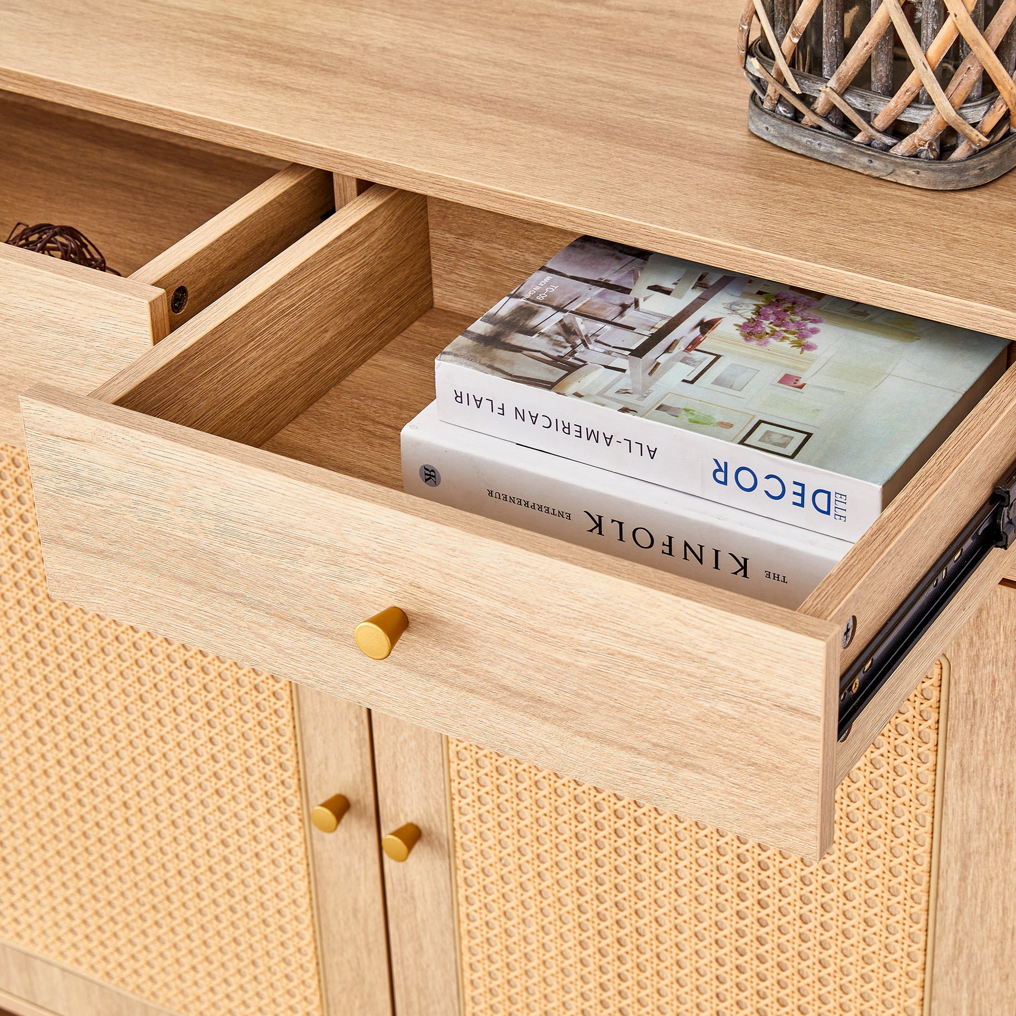 Modern minimalist storage cabinet, rattan shoe cabinet, bed top cabinet. Beautiful shape, suitable for corridors and living rooms.