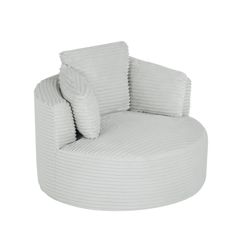 Compressible Corduroy Round Chair with Cushioned Backrest - Modern Comfort Seating for Living Room,Office,Apartment(no swivel)