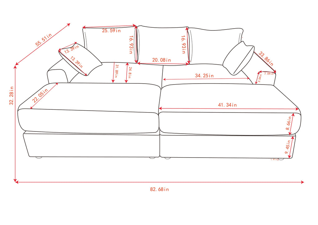 Modern Sectional Couch , 2 Pieces Corduroy Couch Cushion Covers , Soft Stretch Sofa Slipcovers with 2pcs Pillows