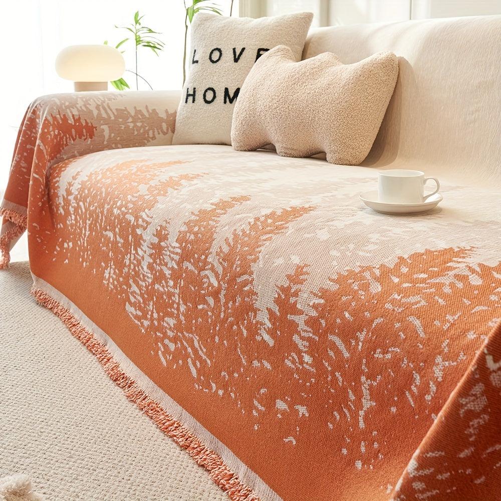 Large Sofa Cover with Contemporary Forest Design for Living Room
