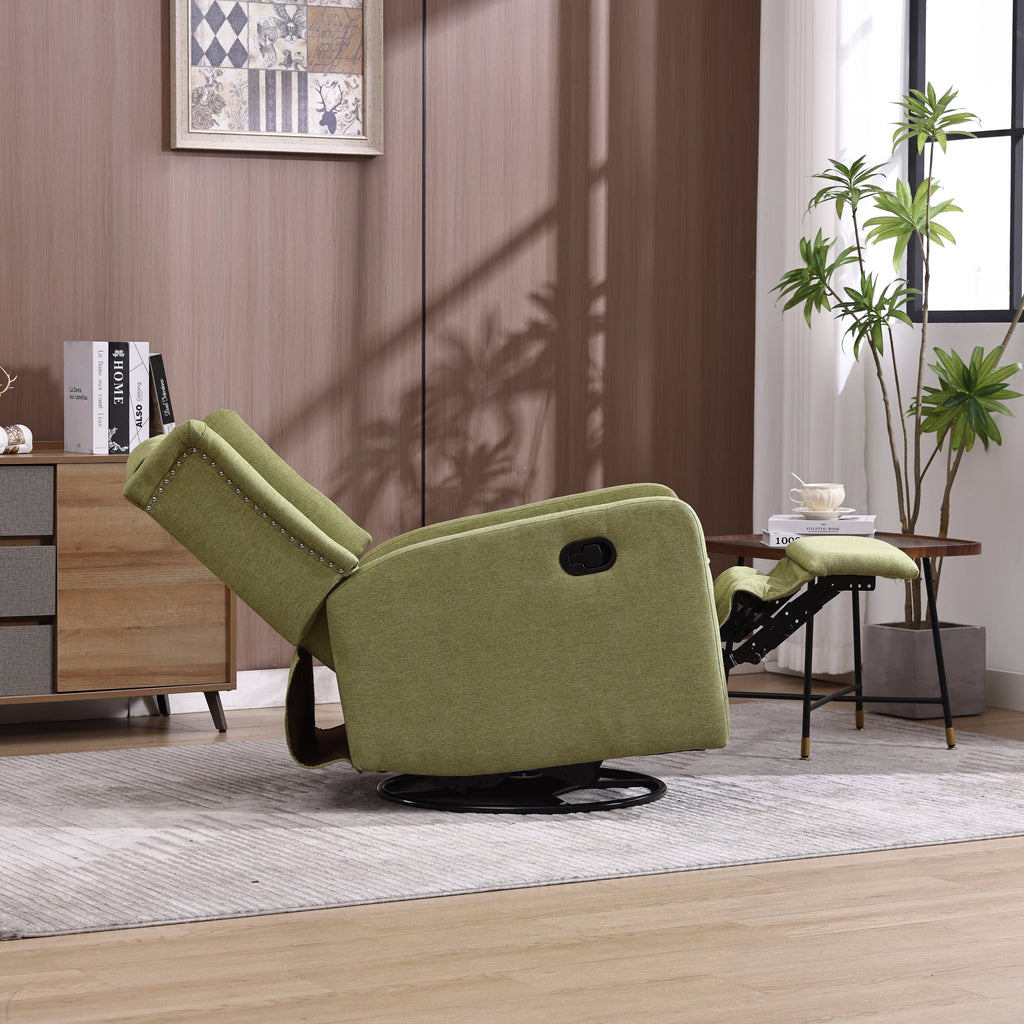 COOLMORE Rocking Recliner Chair,360 Degree Swivel Nursery Rocking Chair,Glider Chair,Modern Small Rocking Swivel Recliner Chair for Bedroom,Living Room Chair Home Theater Seat (Ovive Green)