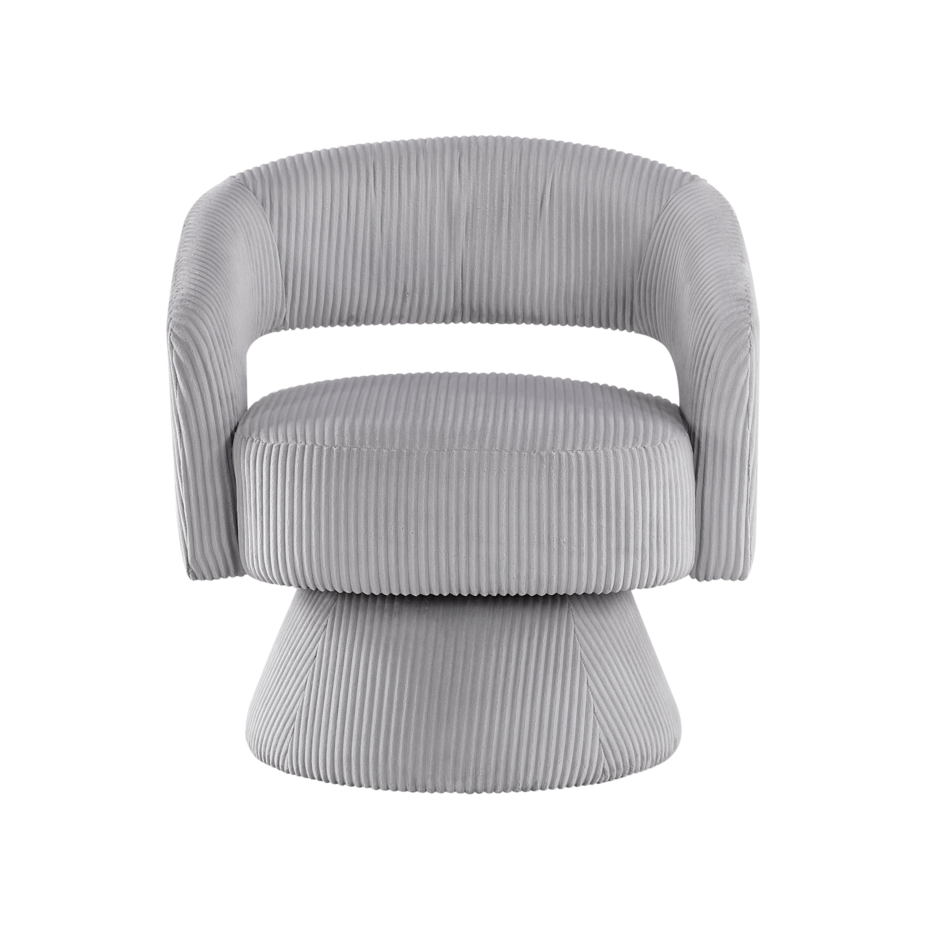 Modern Luxurious Swivel Accent Chair Gray Soft Corduroy Upholstery Plush Seating Solid Wood Stylish Home Furniture 1pc