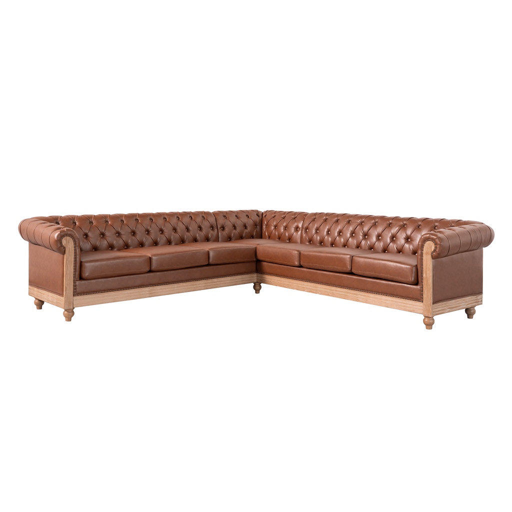 Mirod Comfy Large Sectional Sofa with Wooden Legs, Retro Style for Living Room