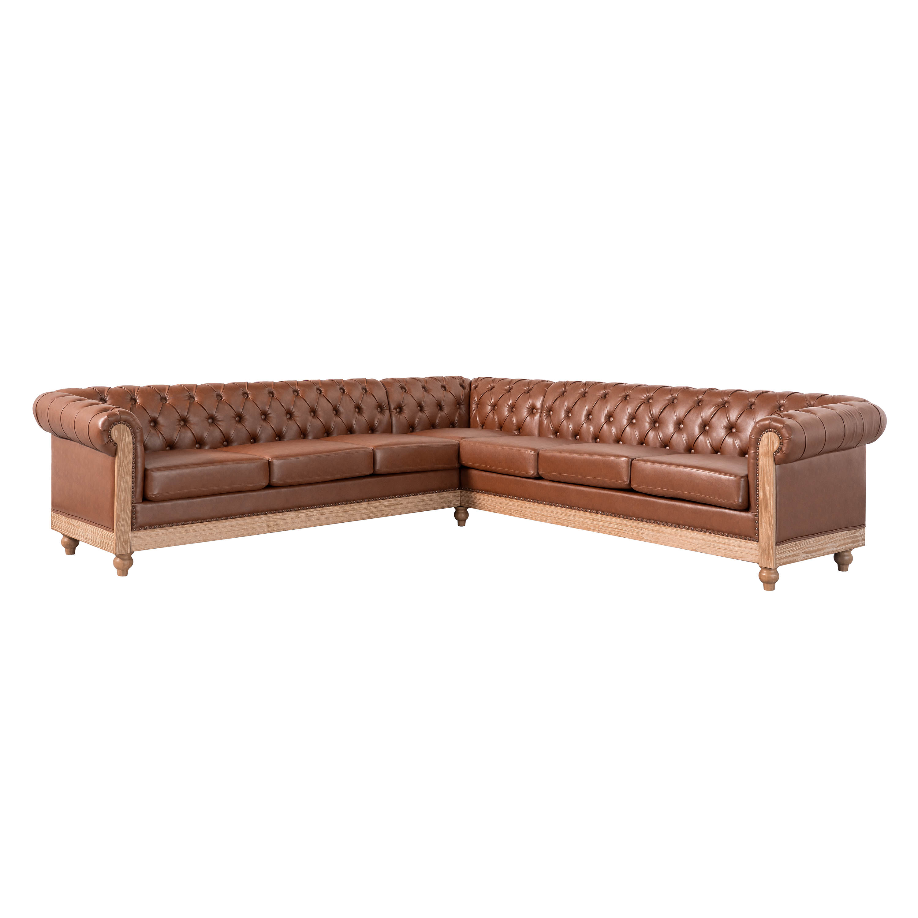 Mirod Comfy Large Sectional Sofa with Wooden Legs, Retro Style for Living Room
