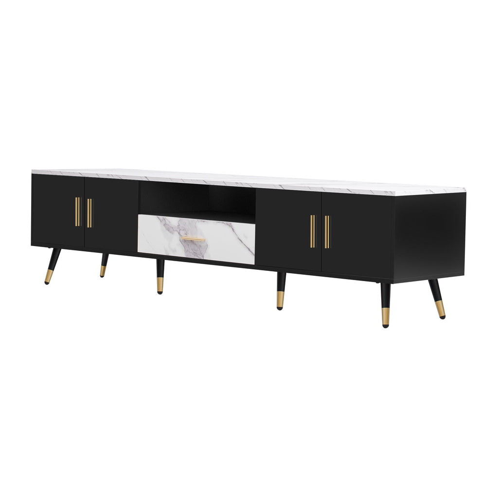 71'' Modern TV Stand with 2 Cabinets&  Open Compartments, Entertainment Center for TVs up to 80'', Television Console for Living Room, Bedroom, Home Theatre