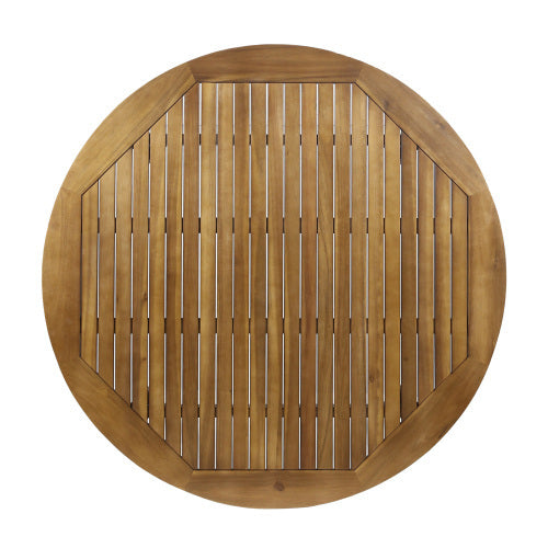 Outdoor Dining Set – Premium Acacia Wood Stamford Table & Wicker Chairs with Cream Cushion for Comfortable Dining Experience,Suitable for large gatherings(1 Table + 4 Chairs)