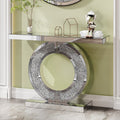 O Shaped Mirror Console Table with Crystal Hallway Entry Home Décor, Handicrafts Mirror Table for Living Room,Mirror Glass Table for Room