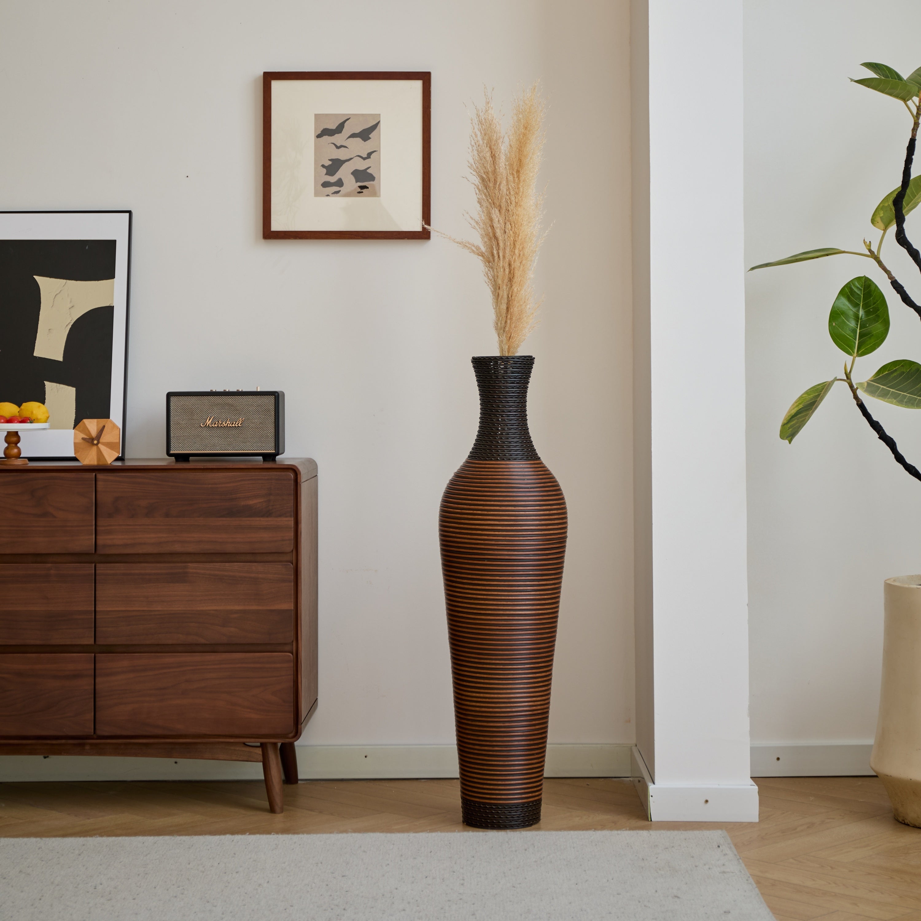 39' Tall Standing Designer Floor Vases with Elegant Two-Tone Dark Brown Finishes - Ideal for Decorating Living Rooms, Bedrooms, Entryways Perfect for Decorating Your Home