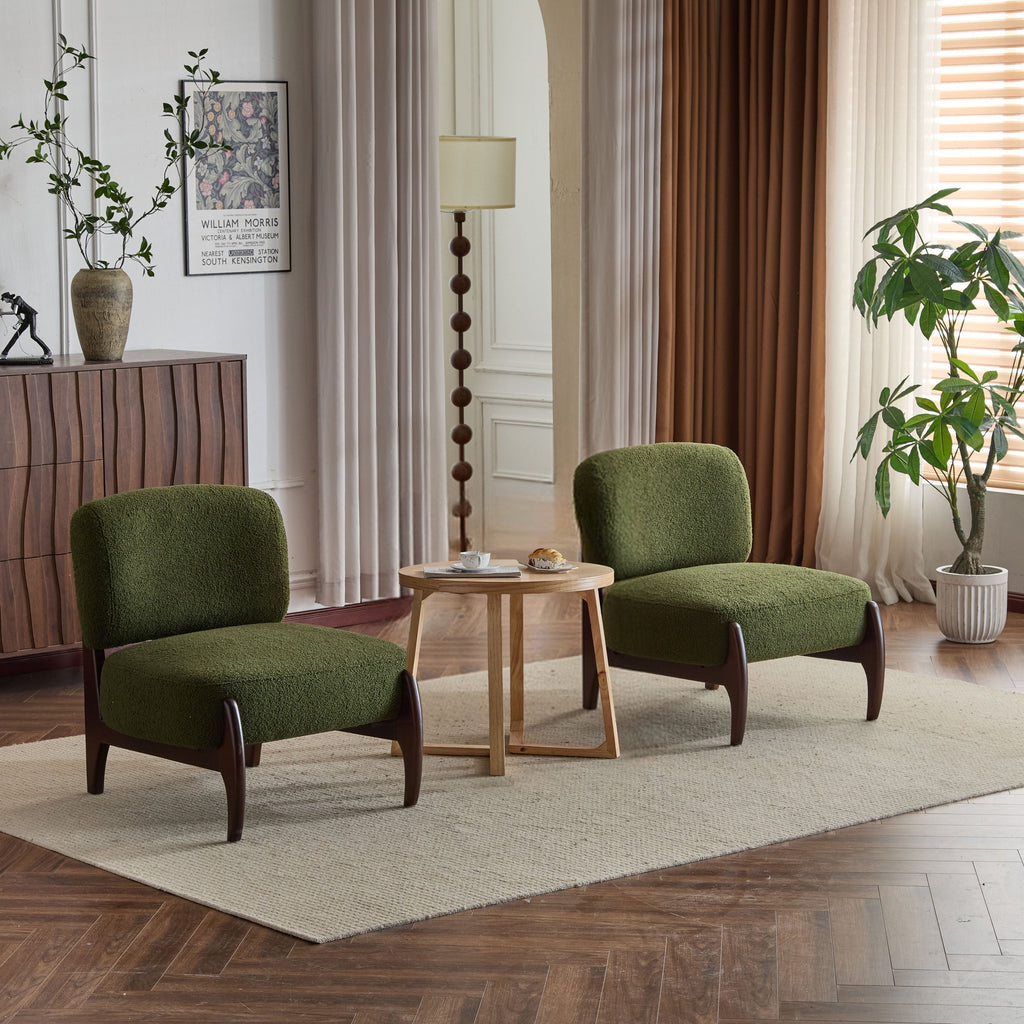 [Set of 2] 25.5' Modern Boucle Lounge Chair with Solid Wood Frame, Soft and Durable Boucle Upholstery, Perfect for Living Room, Bedroom, or Office