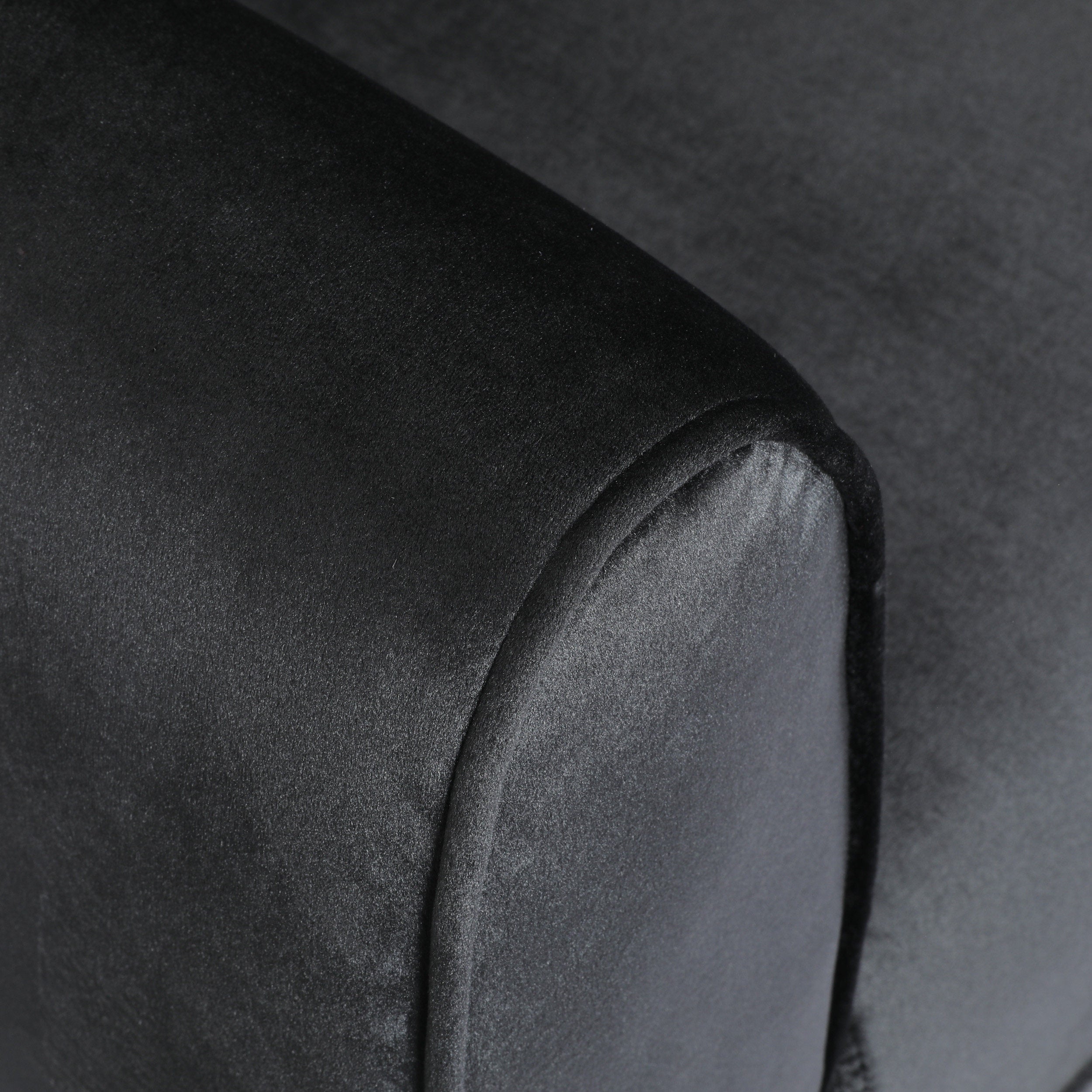 Miranda Modern Glam Velvet 3-Seater Sofa in Black with Birch Wood Legs