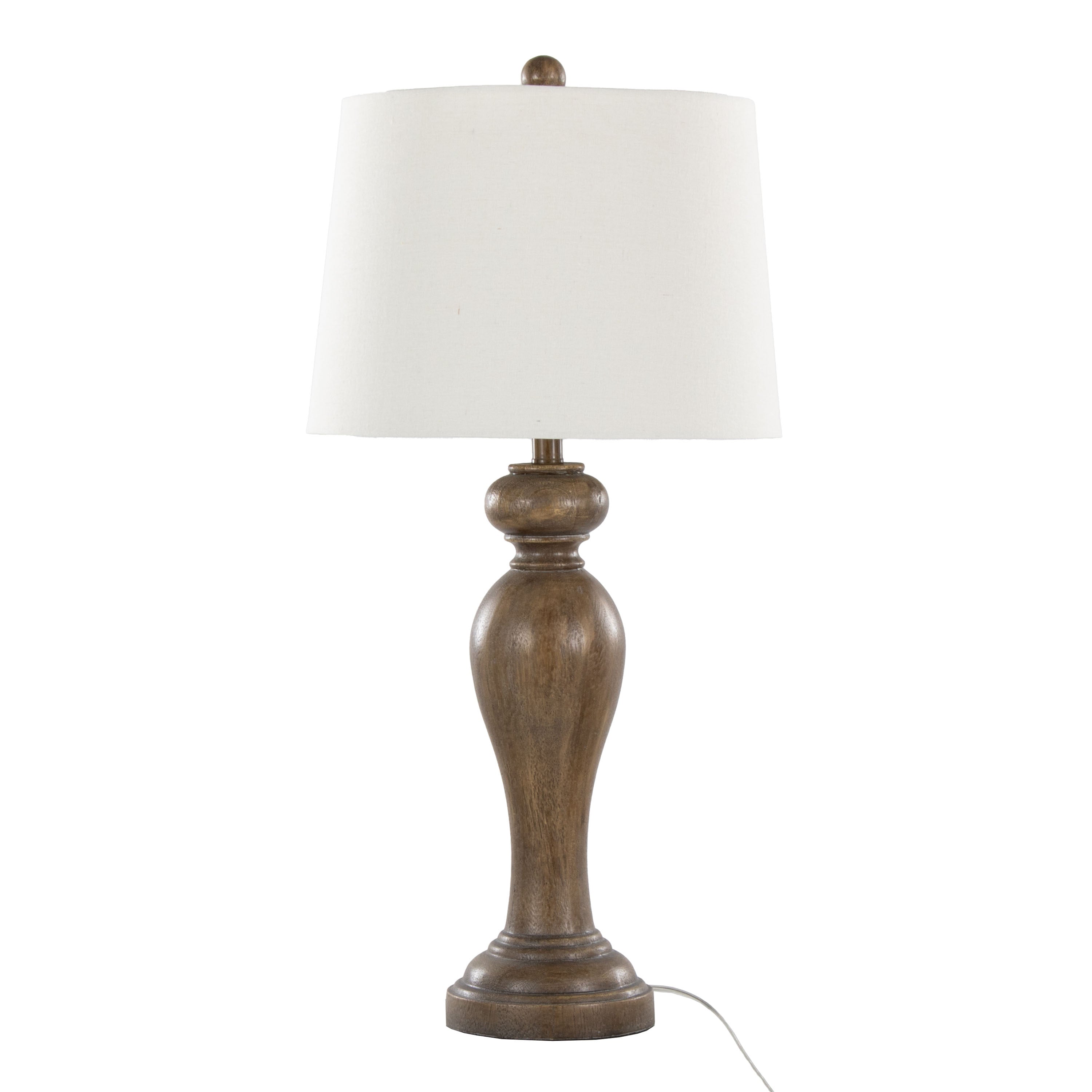 Peppa 31' Contemporary Polyresin Table Lamp in Opal Grey Polyresin with Off-White Linen Shade from Grandview Gallery by LumiSource - Set of 2