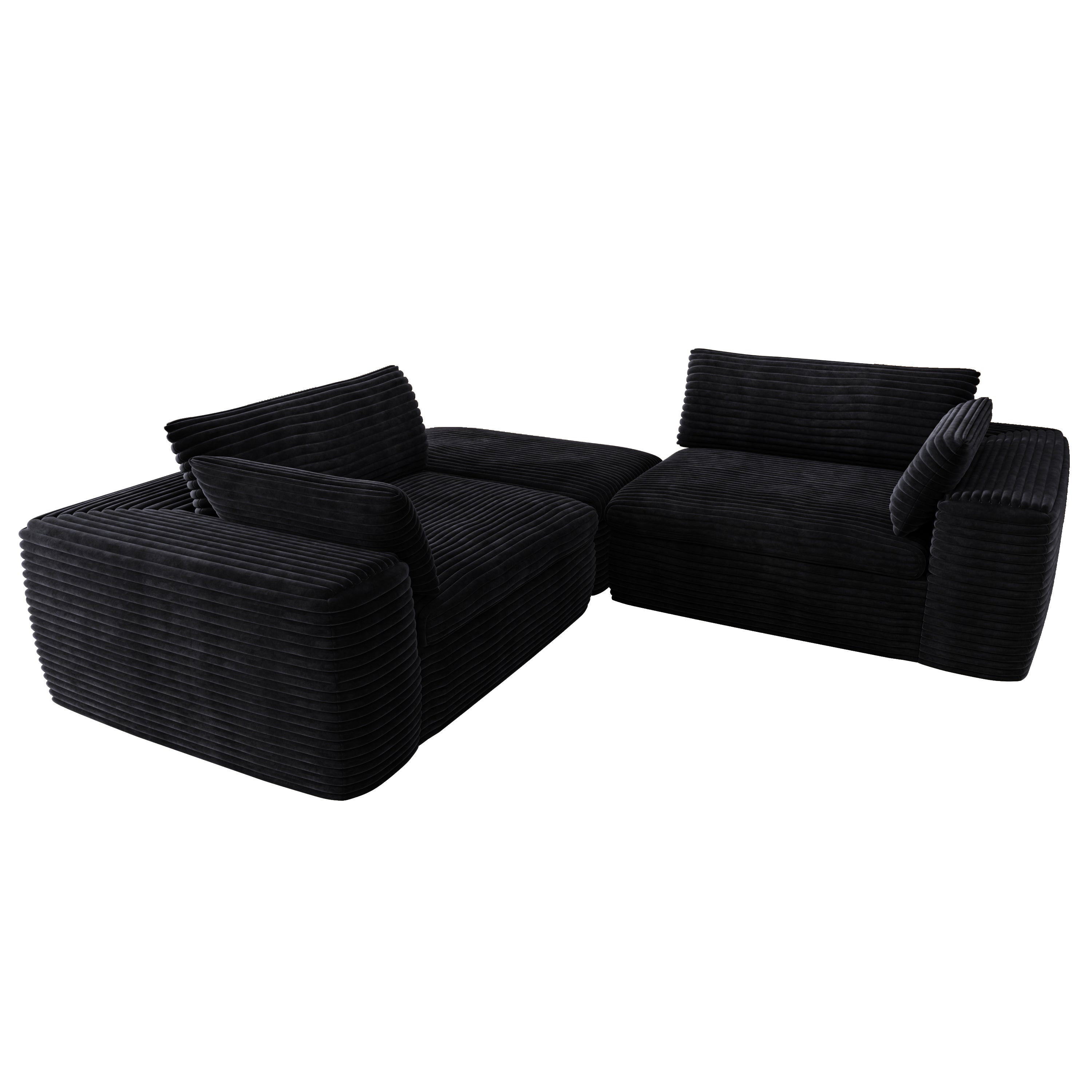 Cloud Sectional Couch with L-Shape Chaise,Modern Modular Sofa with Deep Seat, Upholstered Couches for Living Room Bedroom,No Assembly Required, Black (Corduroy Fabric)