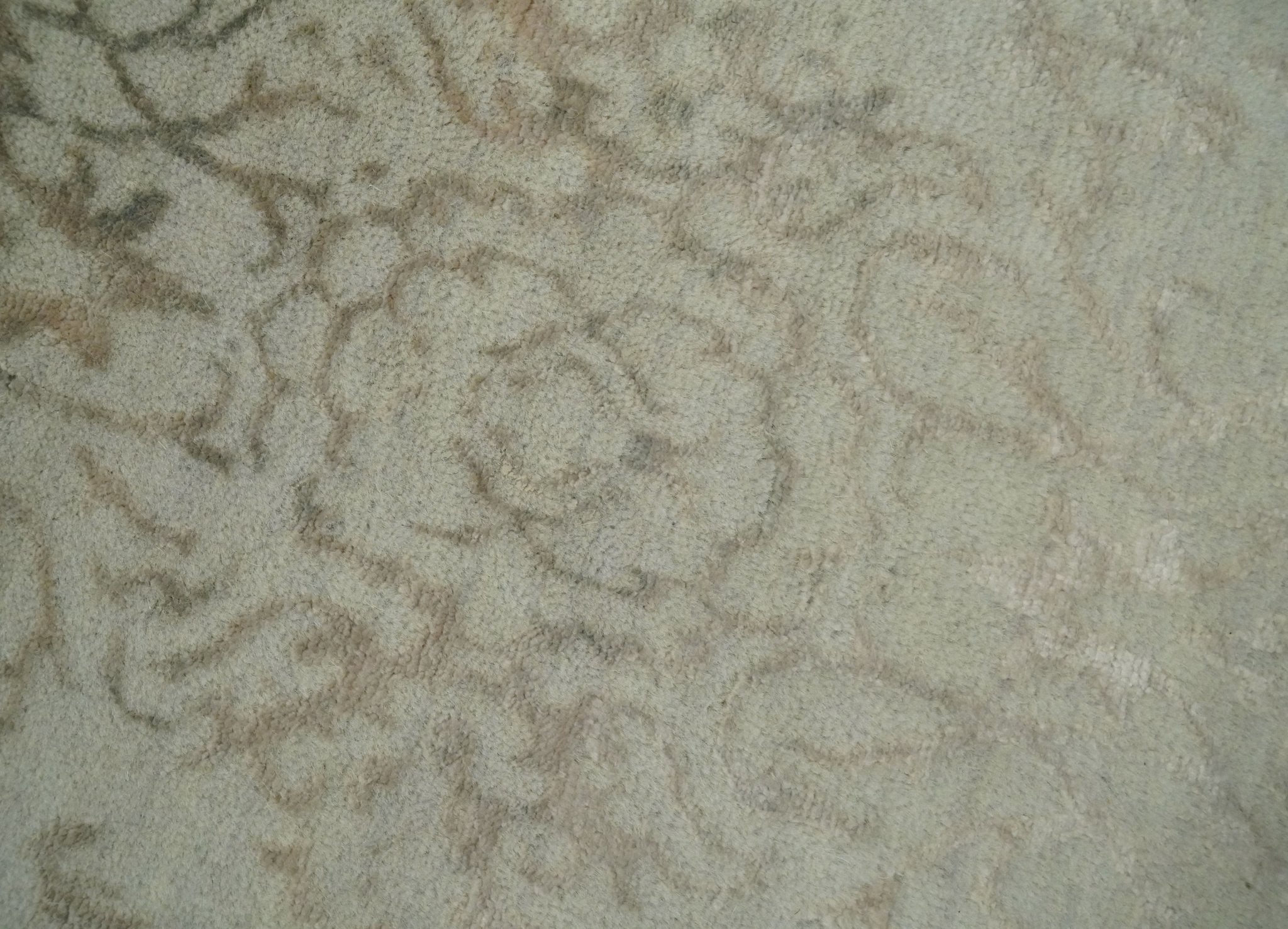 5x7 Fine Hand Knotted Beige and Brown Traditional Vintage Persian Style Antique Wool and Silk Rug | AGR50