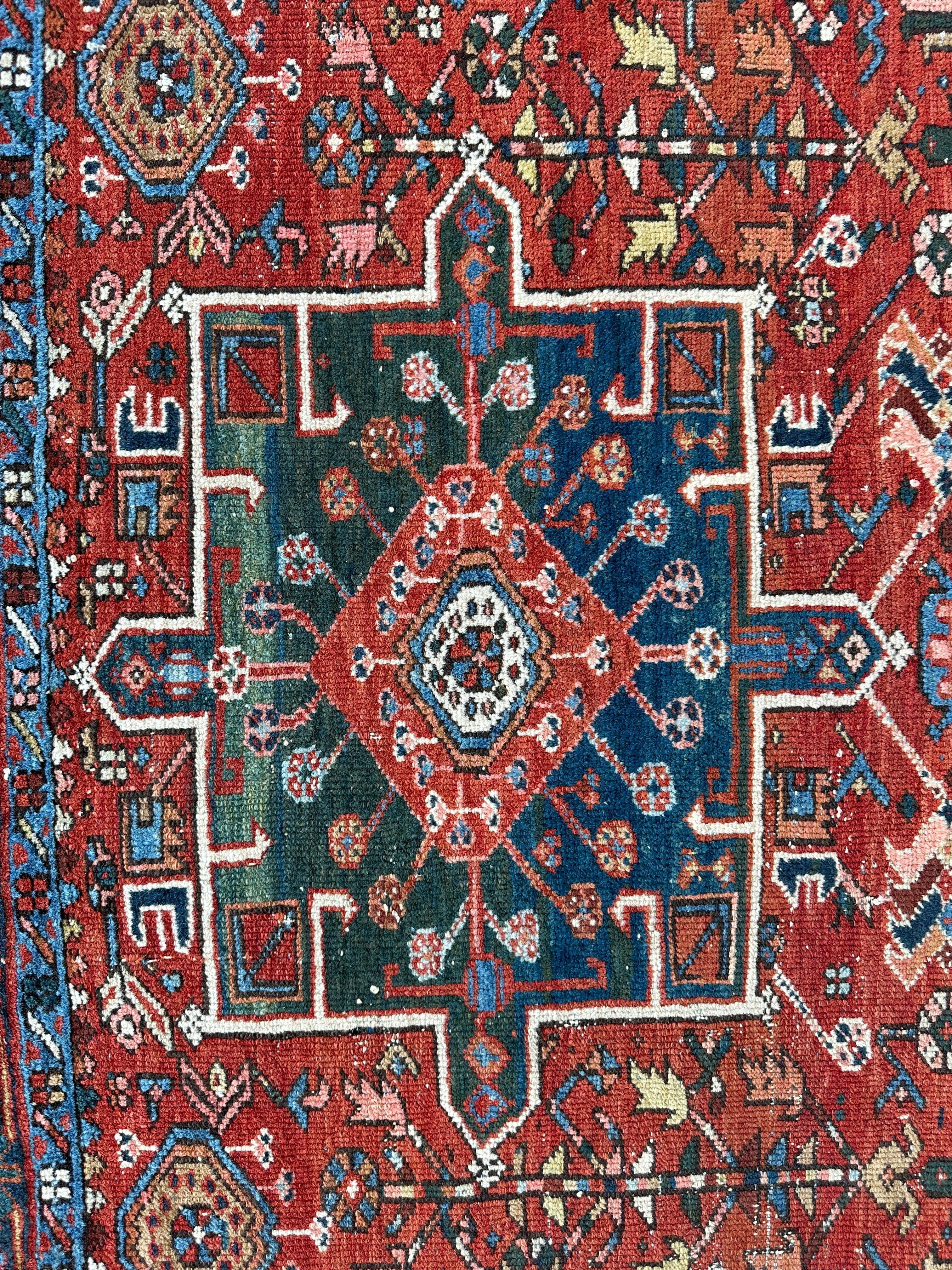 KARAJA Persian Antique Heriz Rug  4'9" x 6'