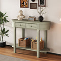 TREXM Elegant Retro Console Table with Curved Design and Smooth Glaze for Entryways, Living Rooms and hallways (Grey)