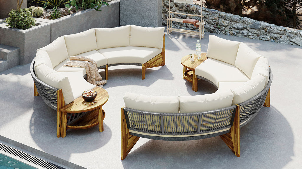 U_STYLE 6 - Person Outdoor Seating Group with Cushions and A Coffee Table(old sku:WY000379AAA)
