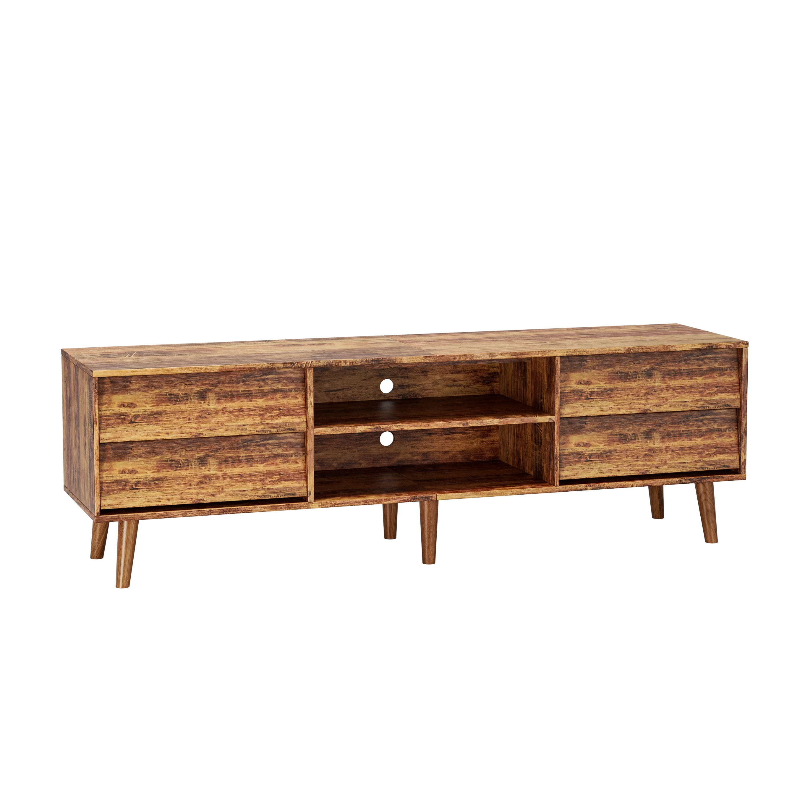 63 Inch TV Stand Features Vintage-style and Bevel Design, TV Stand with Drawers, Entertainment Center for Living Room Bedroom, TV Media Console