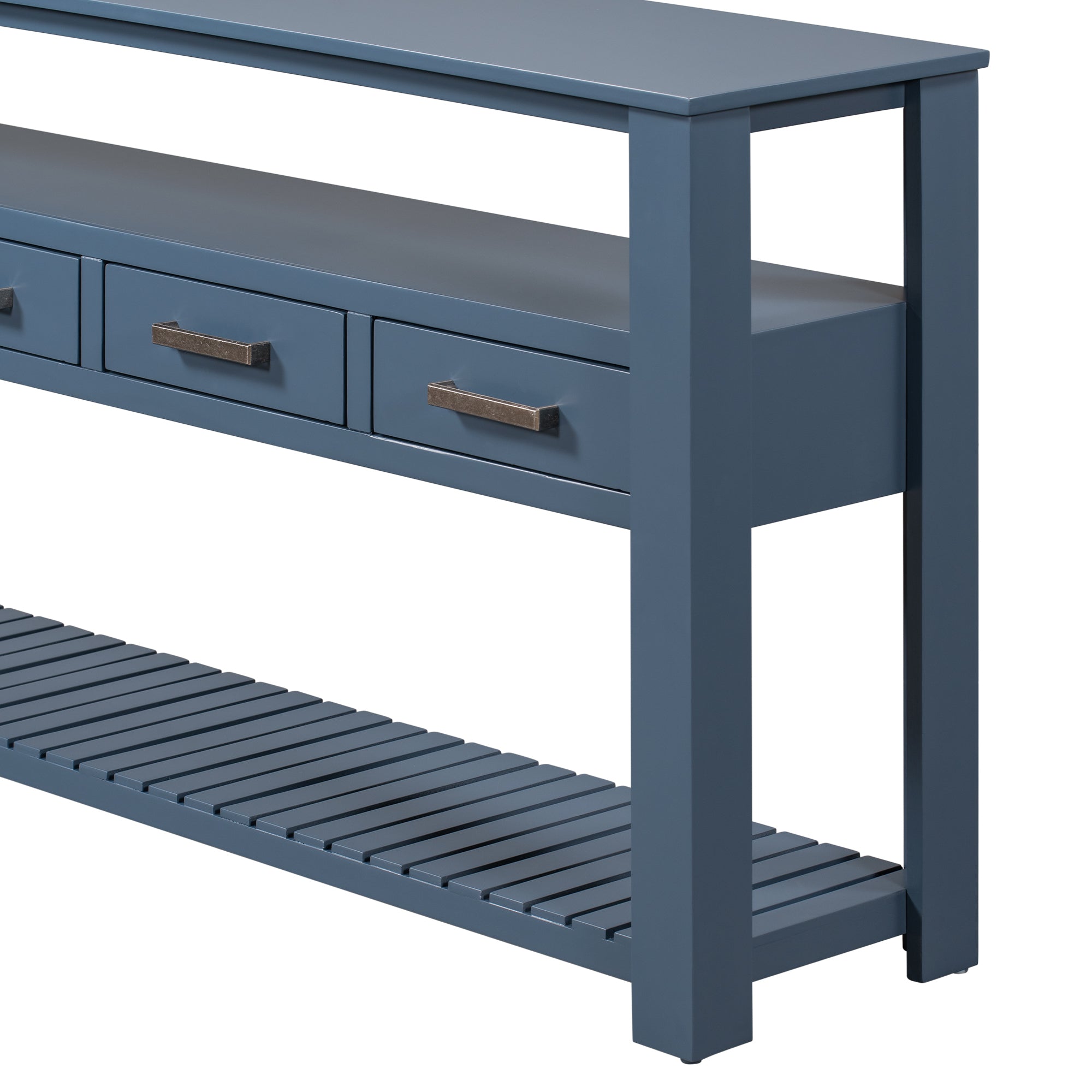U_STYLE 62.2''Large Entryway Table with 4 Drawers,Painted Console Table with 3-Tier Open Shelves and Metal Handles,Versatile Hallway Sofa Table for Living Room, Bedroom, Foyer and Kitchen