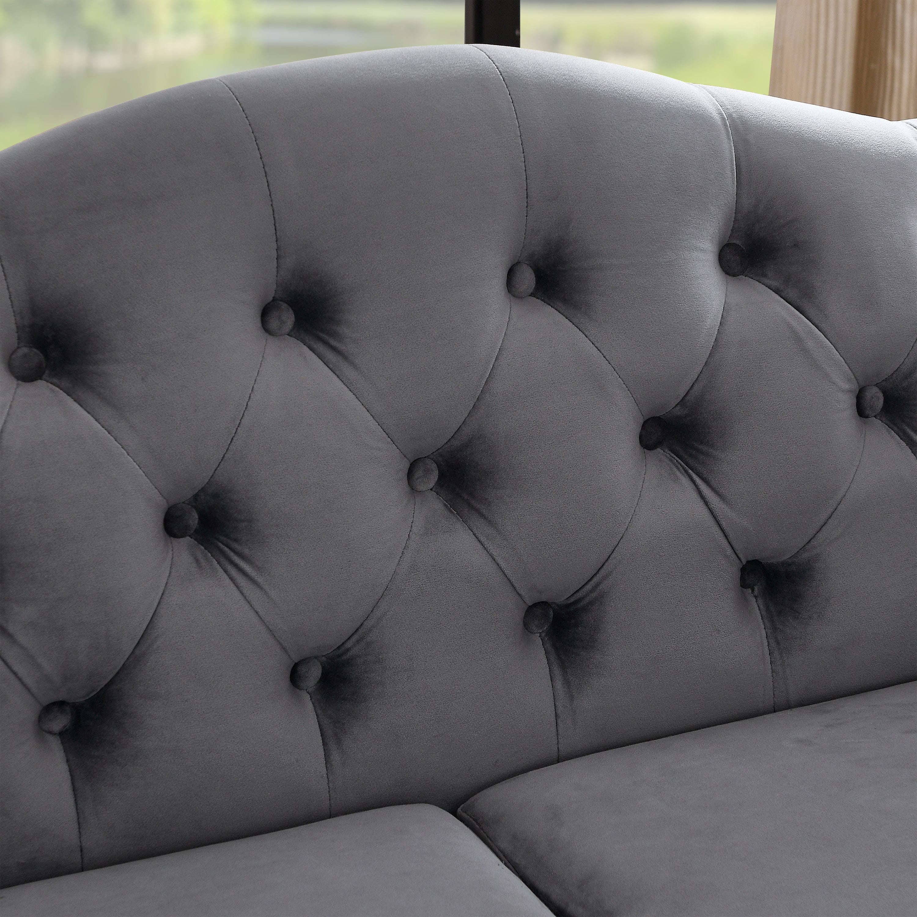 3-seater + 3-seater Combination sofa.Grey Velvet W834S00064