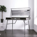 Modern Industrial Computer Desk USB Port One Drawer And Two Shelves With Metal Legs