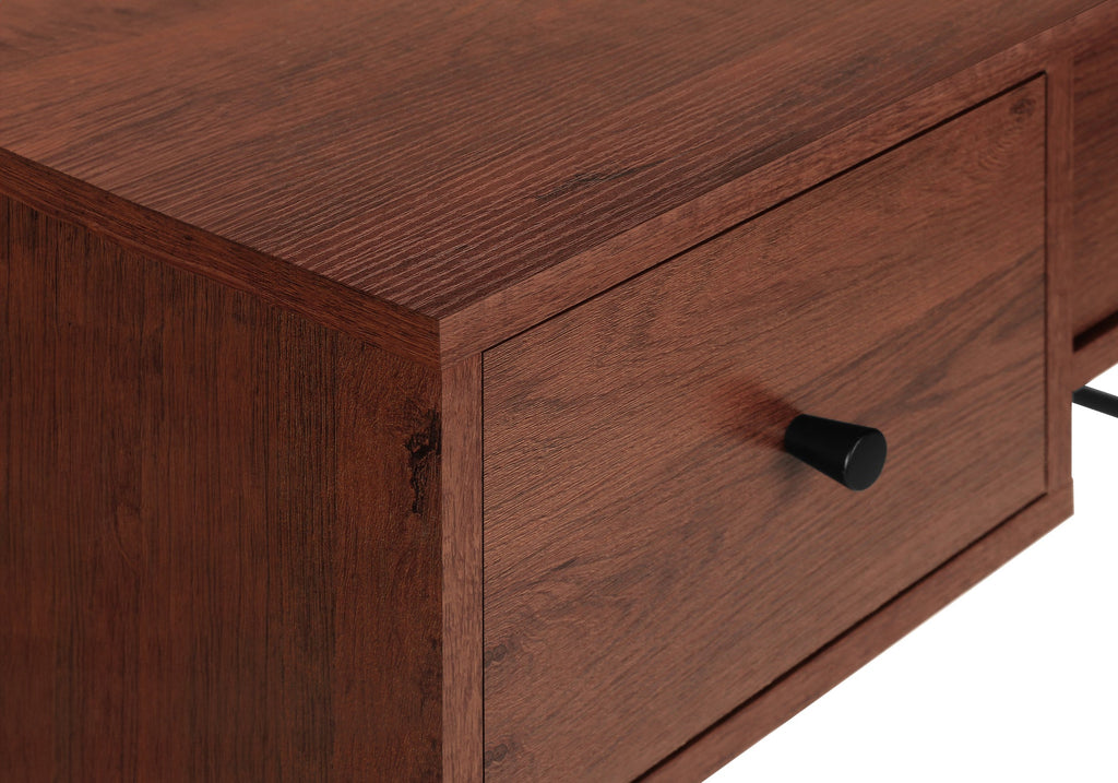 Computer Desk, Home Office, Laptop, Storage Drawers, 48'l, Work, Brown Laminate, Black Metal, Transitional