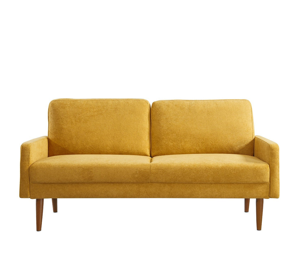 Velvet Sofa, European Style with Sleek Design, Modern & Vintage Flair, Upholstered 3 Seater Couch, Chic Living Room Furniture Seating for Home, Apartment or Office, Mustard Yellow
